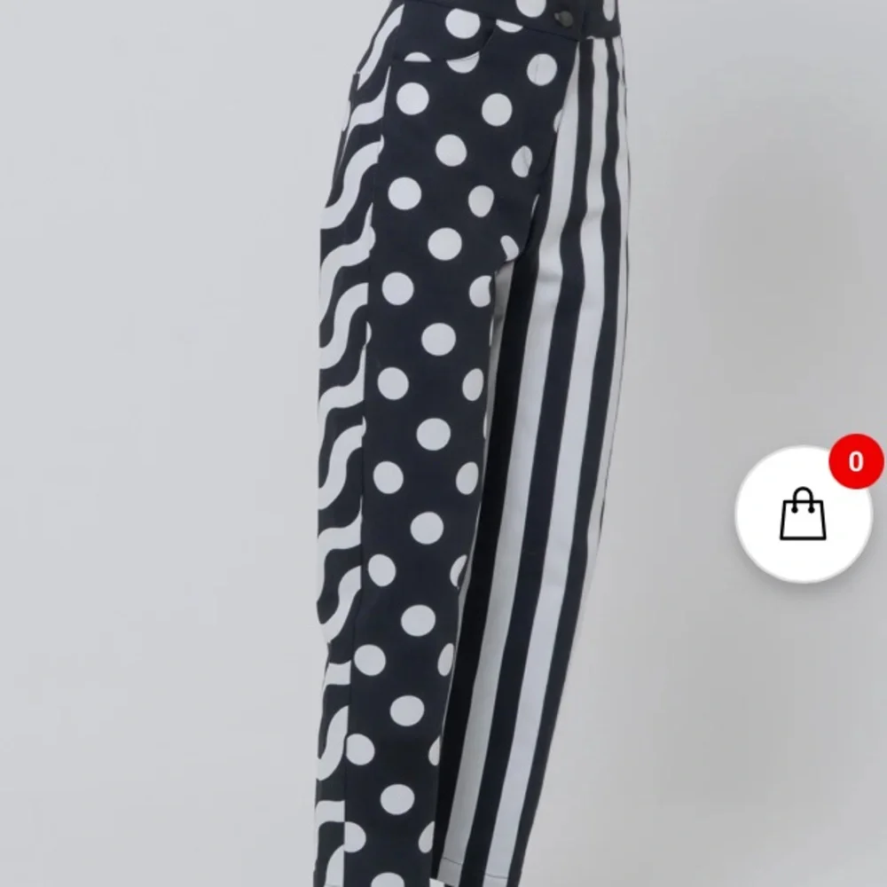 LAU Black White Patterned High Waisted Pants From Italy Designer-Made NWT - Picture 3 of 11